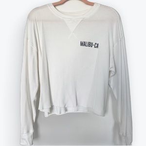 J GALT BRANDY MELVILLE Malibu cotton waffle crop top long sleeve white small s